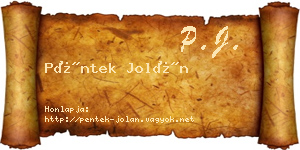 Péntek Jolán névjegykártya